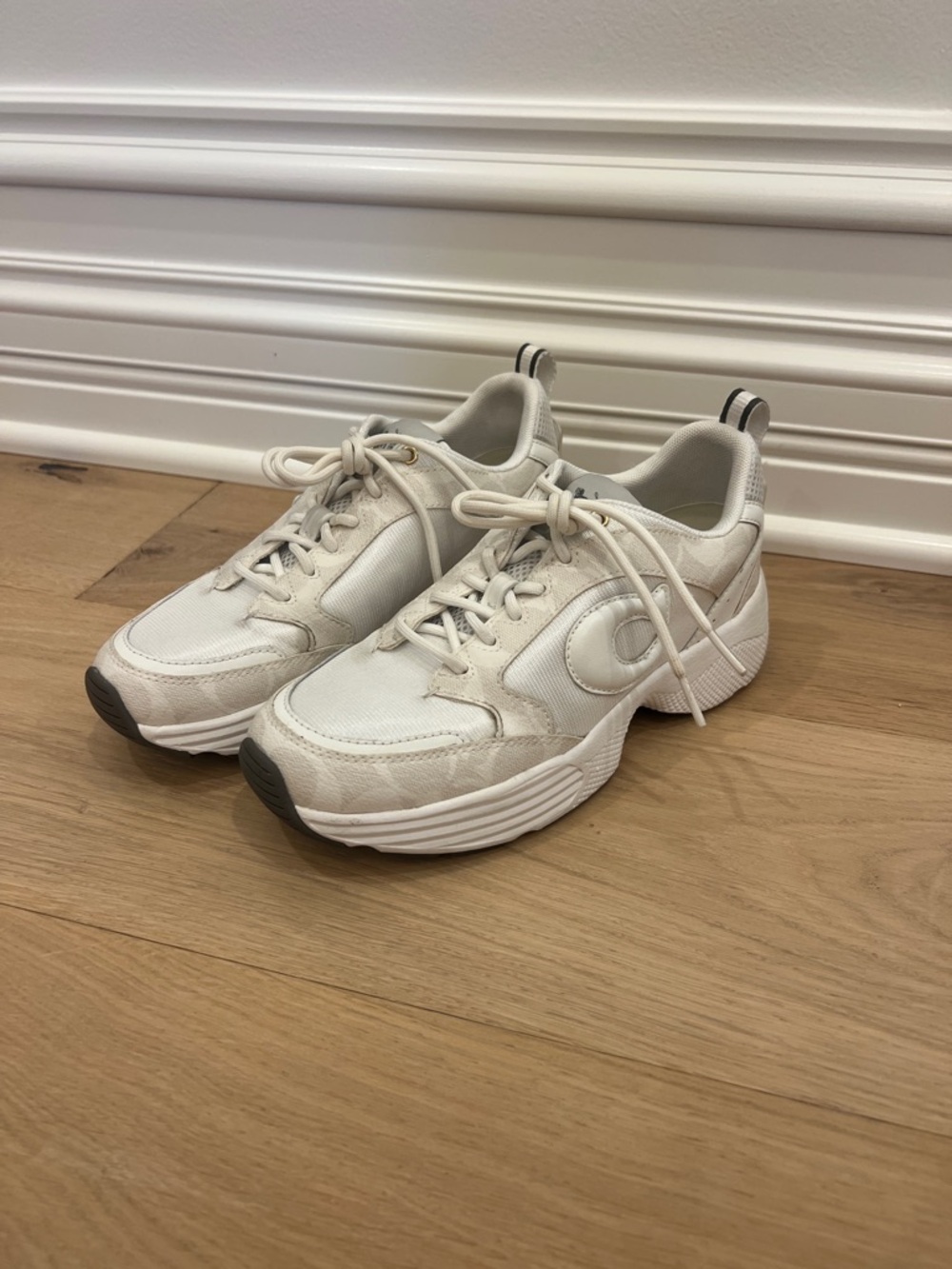 Casual White Chunky Coach Sneakers
